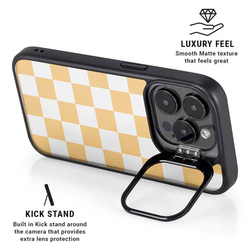 Yellow and White Checkerboard iPhone 13 Pro Kickstand Case